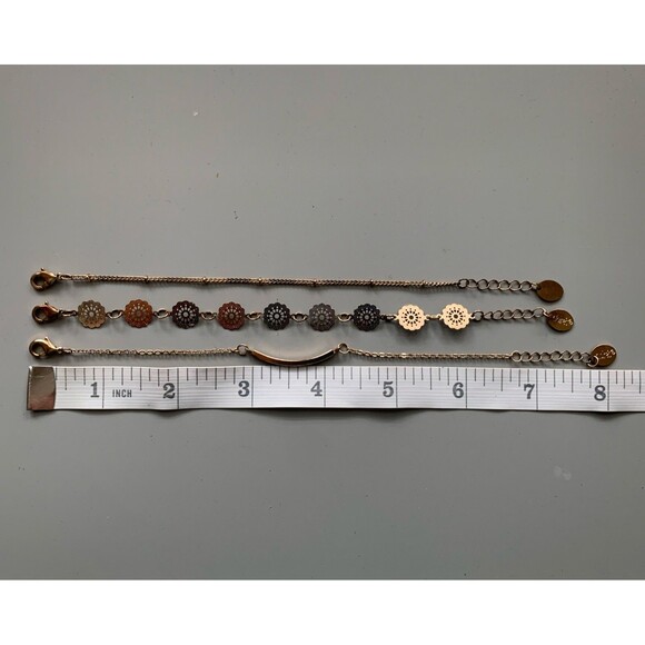 Claires Gold Tone Bracelets 6-7 inch Lot of 3 Petite Dainty - Picture 8 of 8